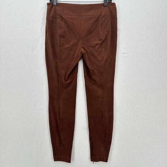 Sundance Pants Womens 8 Faux Suede Brown Legging Skinny Moto Zip Hem Academia - Picture 2 of 14